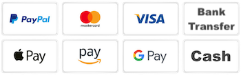 Accepted payments: PayPal, Mastercard, Visa, bank transfer, Apple Pay, Amazon Pay, Google Pay and cash.